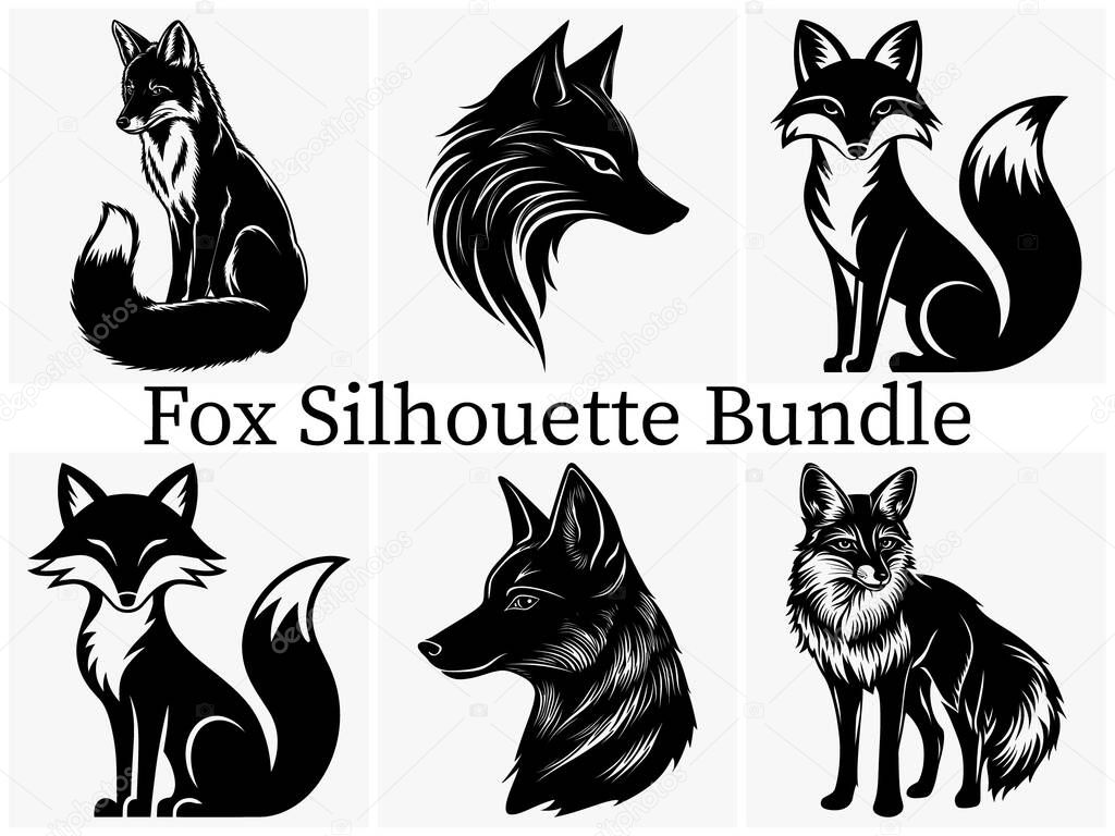 Minimalist Mystical Fox Silhouette Perfect for Logos, Prints & Designs. Fox Dynamic Wildlife Vector Design. Fox Vector Illustration.