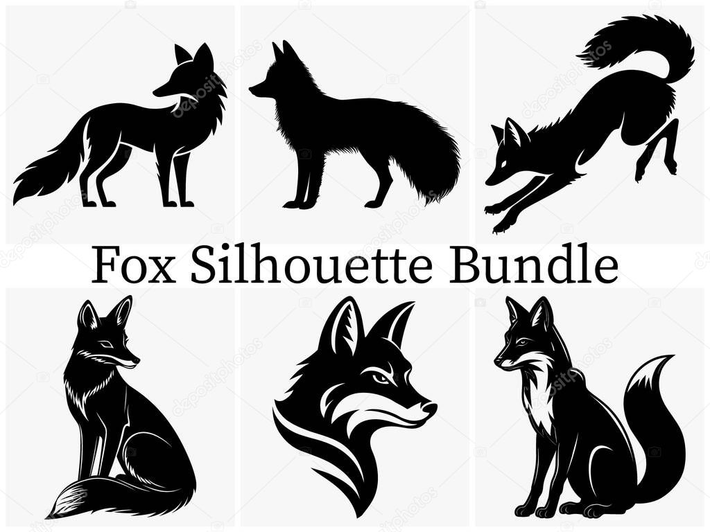 Minimalist Mystical Fox Silhouette Perfect for Logos, Prints & Designs. Fox Dynamic Wildlife Vector Design. Fox Vector Illustration.