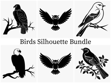 Vahşi Yaşam Temalı Tasarımlar için Çarpıcı Uçan Kuş silueti SVG Clipart. Mükemmel ya da Logo, Simge ve Çizimler. Kuş Vektörü İllüstrasyonu.