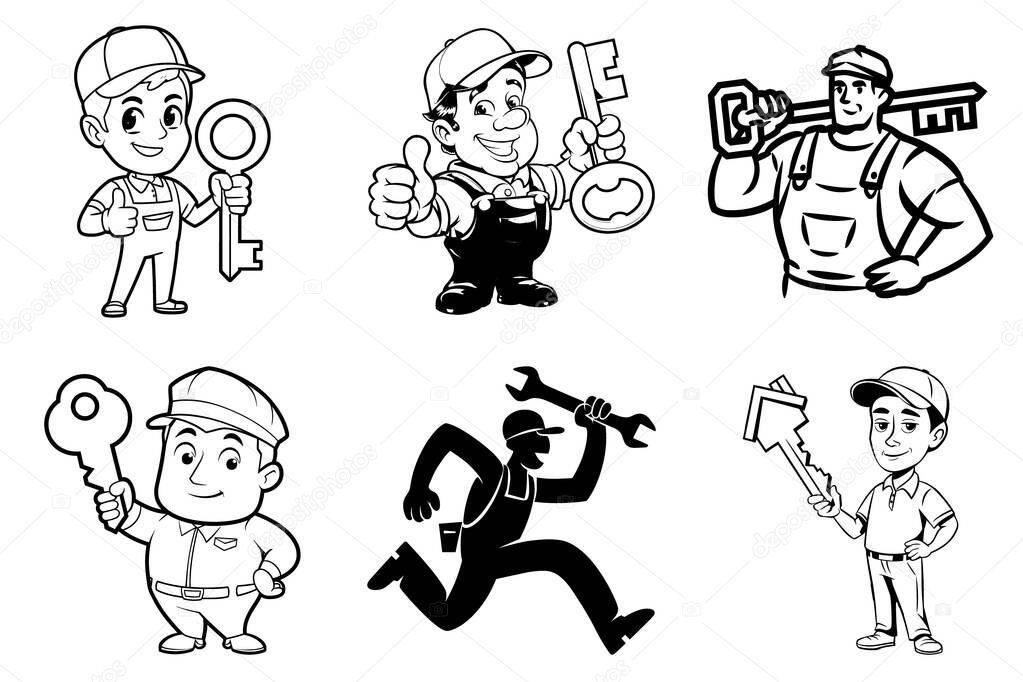 Collection of Locksmith Silhouette Vector Clipart SVG Bundle Design. Security & Safety Logo Icon & Branding. Unlock Creativity, Lock & Key, Vintage & Modern Locksmith Silhouettes Vector Illustration.