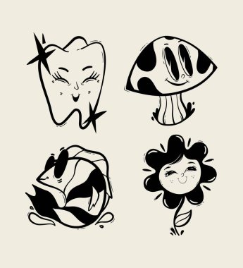 Stylized Cartoon Characters Icons  clipart