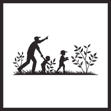 Mutlu Babalar Günü Siluet Vektör Tasarımı