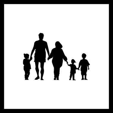 Mutlu Aile Vekili Simge Ebeveynleri ve Çocukların Siluet Tasarımı