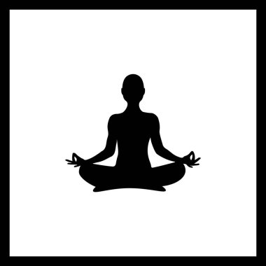 Minimalist Kadın Meditasyon Silüeti Zen Yoga Vektör Sanatı 