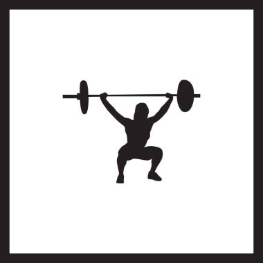 Halter Siluet Vektör Spor Salonu ve Fitness Tasarımları İçin Güç Kaldırma Simgesi