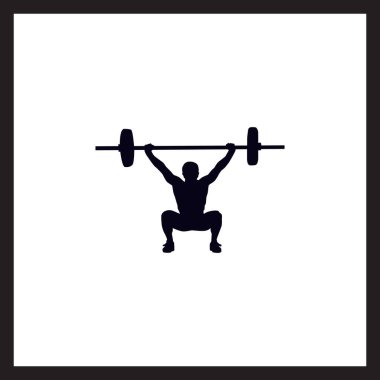 Halter Siluet Vektör Spor Salonu ve Fitness Tasarımları İçin Güç Kaldırma Simgesi