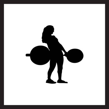 Halter Siluet Vektör Spor Salonu ve Fitness Tasarımları İçin Güç Kaldırma Simgesi