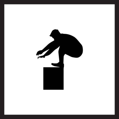 Fitness, CrossFit & Eğitim Tasarımları için Kutu Sıçrama Silueti Vektörü Plyometrik Çalışma Simgesi