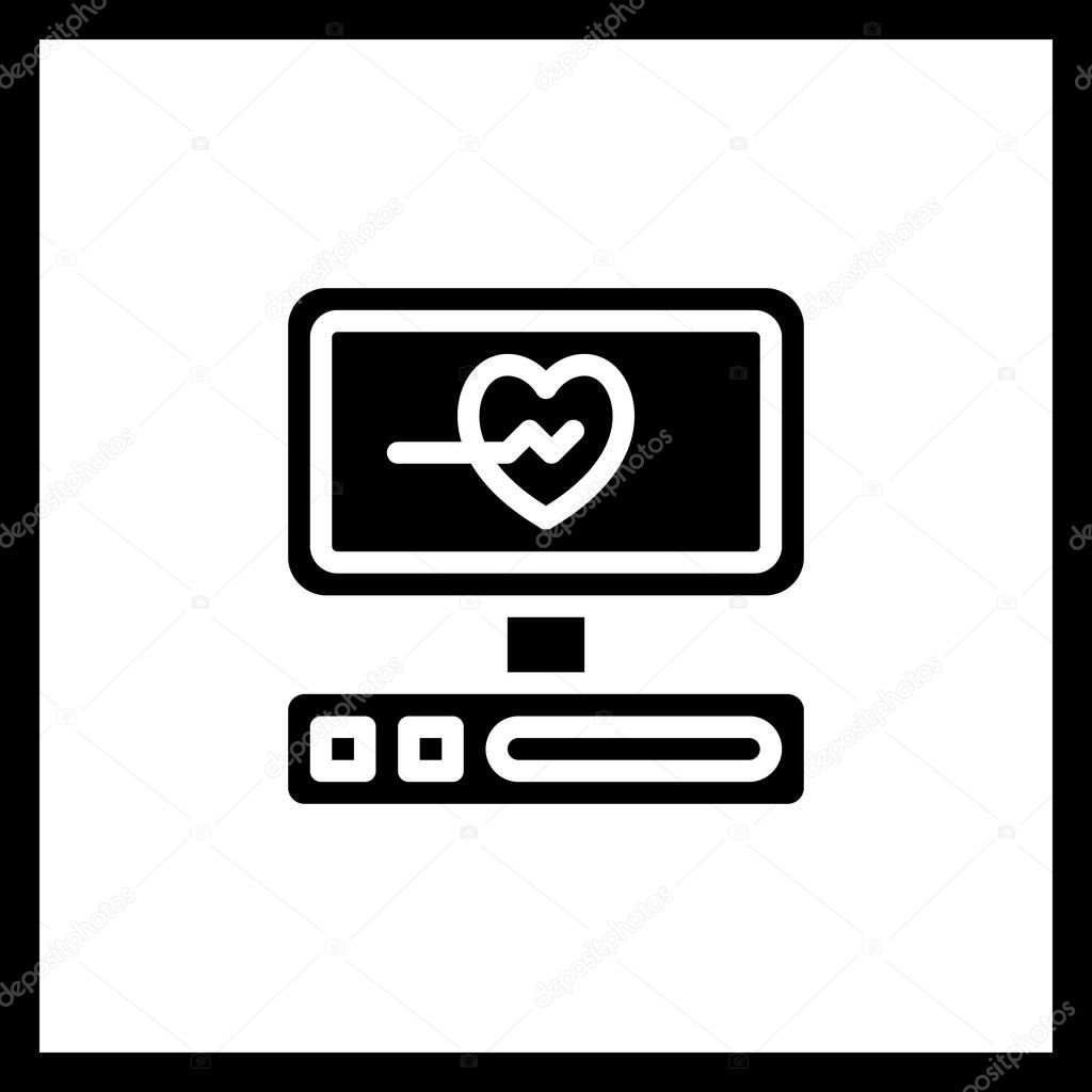 Medical Monitor Icon  Heartbeat on Screen for Health Tech and Telemedicine