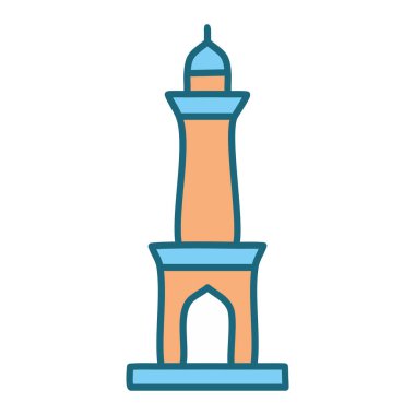 Uzun, ince kule kemerli girişi, kubbesi var.