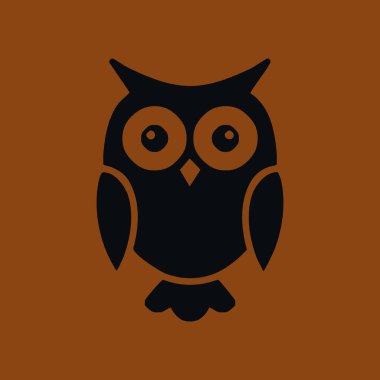 Kahverengi arkaplanda biçimlendirilmiş baykuş çizimi