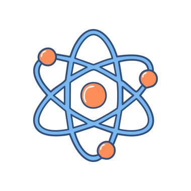 Biçimlendirilmiş atom modeli; merkezi çekirdek ve yörüngedeki elektronlar