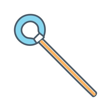 Dairesel başlı ve uzun saplı bir paspasın basit çizimi