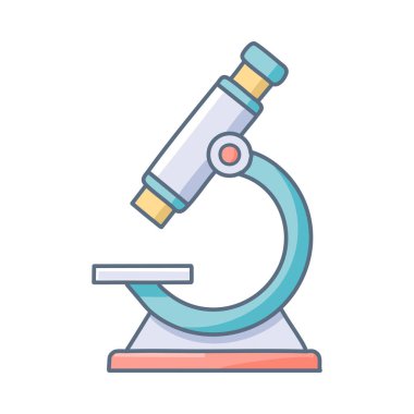 Çizgi film mikroskobu çizimi, deniz mavisi ve beyaz