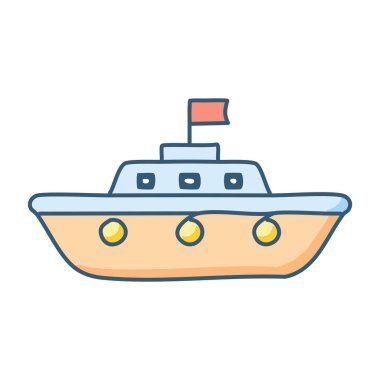 Bayrağı olan bir teknenin karikatür çizimi