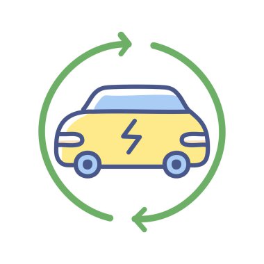 araba ve elektrik hattı vektör simgesi.