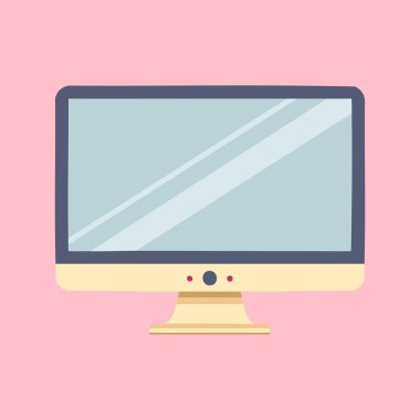 Pembe arkaplandaki ekran simgesini izle. Düz dizayn dijital görüntü