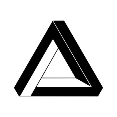 Üçgen yanılsama siyah çizgiler perspektifte imkansız bir şekil yaratır.