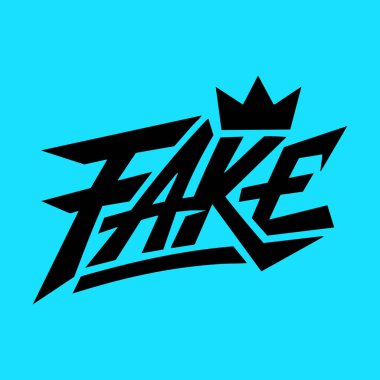Kalın, siyah, üzerinde taç olan 'Sahte' yazı tipi.