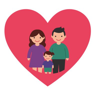 Kalp şeklindeki bir ailenin stilize edilmiş bir tasviri. Sevgi ve birlikteliği iletiyor..