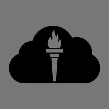 Bulutun içindeki basit, siyah bir meşale silueti. Meşalenin alevi ve tabanı var..