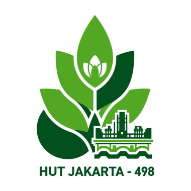 Cakarta 498 için stilize edilmiş bir logo, yeşil yaprakların stilize edilmiş bir tasviri ve beyaz bir arkaplan üzerine kurulu bir şehir silueti..