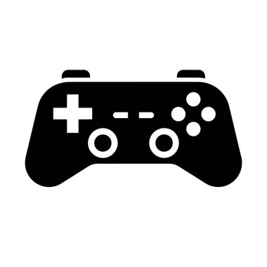 Bir bilgisayar oyunu kontrolörünün minimalist, yüksek kontrastlı bir çizimi. Dizayn simetrik bir düzende yönsel bir ped, düğmeler ve analog çubuklar içerir.