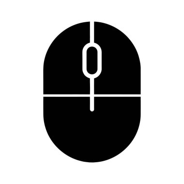 Beyaz arkaplana karşı minimalist bir siyah bilgisayar fare simgesi. Tasarım basit ve cesur..