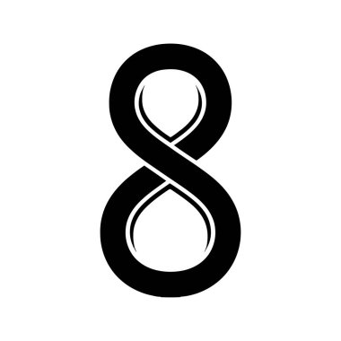 Siyah bir sonsuzluk sembolü beyaz bir arkaplan üzerine kuruludur. Tasarım minimalist ve soyut, temiz ve modern bir estetik yaratıyor..