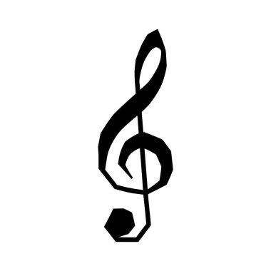 Biçimlendirilmiş, geometrik bir üçlü anahtar, koyu siyah, beyaz bir arka plana karşı..