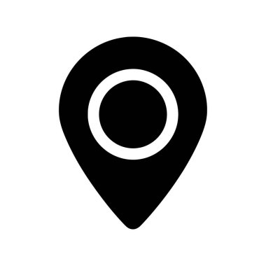 Sade beyaz bir arkaplan üzerinde keskin bir şekilde tanımlanmış koyu siyah bir işaret simgesi. Simge merkezli ve odaklı.