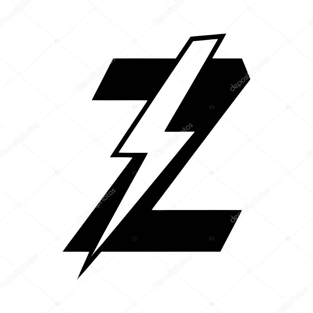 A striking graphic design featuring a stylized letter Z with a lightning bolt element, rendered in contrasting black and white. The design is clean and modern.