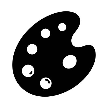 Altı beyaz boya kuyusu olan siyah bir ressamın paleti, basit ve temiz bir tasarım..