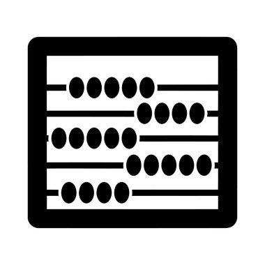 Bir abaküsün siyah beyaz çizimi. Abaküste dairesel boncuklu yatay çubuklar var. Çerçeve yuvarlak köşeli..