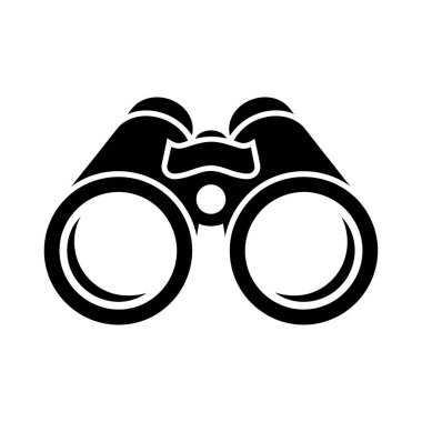 Dürbünün koyu siyah silueti, iki dairesel lens ve bir bağlantı köprüsü gösteriyor..