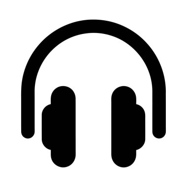 Katı siyah kulaklık simgesi, kıvrımlı kulaklıklar ve saç bandı içeriyor.