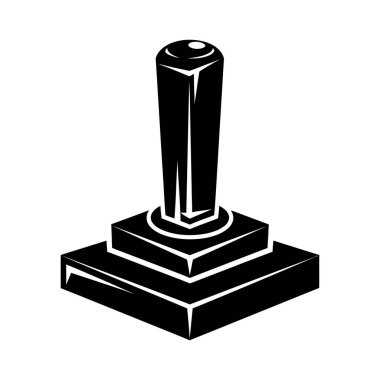 Katı siyah video oyunu joystick grafiği, stilize edilmiş, geometrik tasarım içerir.