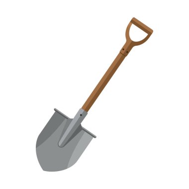 Kahverengi saplı ve gri bıçaklı klasik bahçe küreği.