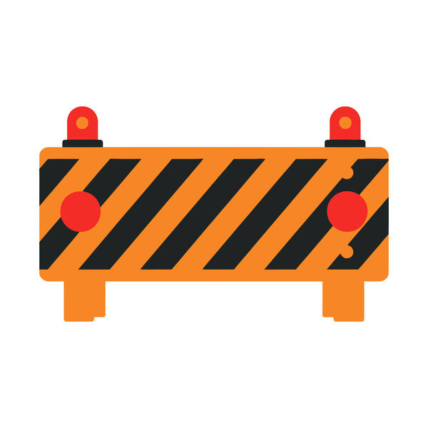Orange and Black Striped Construction Barrier with Red Warning L