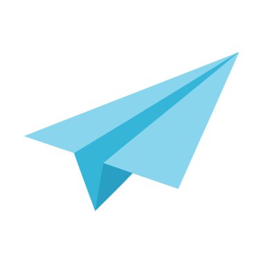 Minimalist Mavi Kağıt Uçak Beyaz Arkaplanda Uçuyor