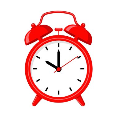 Klasik kırmızı ikiz çan çalar saat çizimi 10: 00 'clo