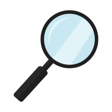 Siyah çerçeveli ve saplı klasik büyüteç simgesi, izo