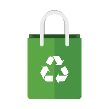 Beyaz Saplı ve Sembollü Yeşil Geri Dönüşüm Çantası