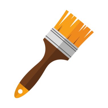 Boya Fırçası Vektör İllüstrasyonu, Kahverengi Saplı, Turuncu Tüylü