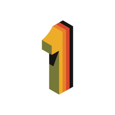 Retro renk paleti ile stilize edilmiş izometrik bir numara. Tasarım, sayma veya klasik temalı projeler için ideal.