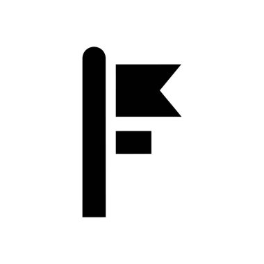 Beyaz arkaplanda basit bir siyah bayrak simgesi. Minimalist tasarım.