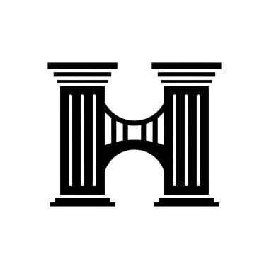 H harfi, iki klasik sütun tarafından oluşturulmuştur. Köprü yapısı ile birbirine bağlıdır. Güç, bağlantı ve mimari tasarımı temsil eder..