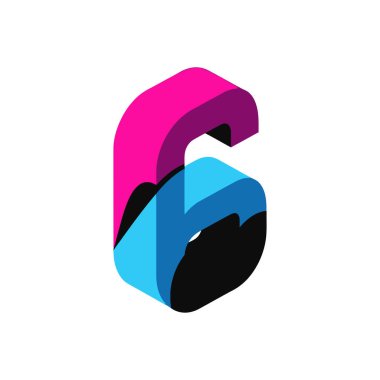 Canlı 3D numara 6 grafik, logolar ya da markalar için ideal..