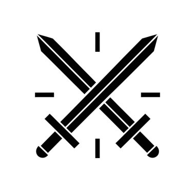 Siyah ve beyaz çapraz kılıçlar grafik tasarımı.
