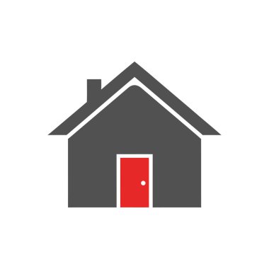 Kırmızı Kapılı Basit Ev Simgesi